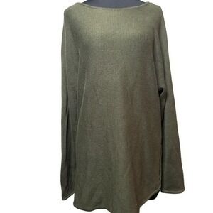 Michael Kors Sweater Womens 1 Olive Green Boatneck Tunic Gold Zip Accent Cotton